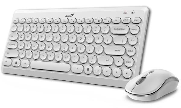 GENIUS set klávesnice s myší LuxeMate Q8000 White/  Bezdrátový set 2, 4GHz mini receiver/  USB/  bílá/  retro design/  CZ+SK l1
