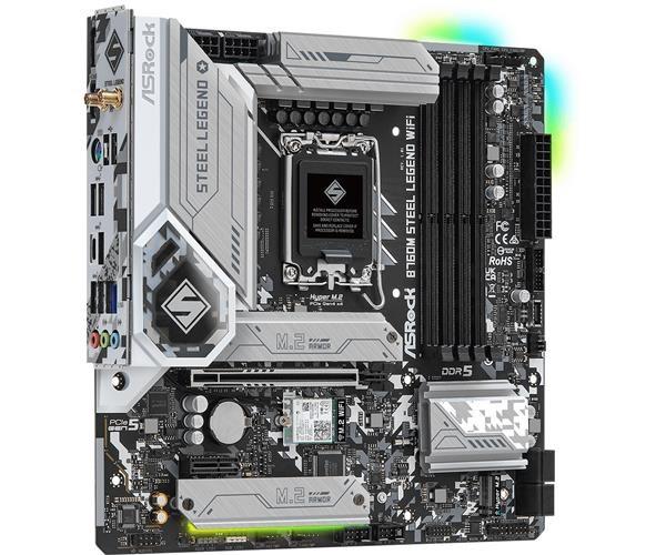 ASRock MB Sc LGA1700 B760M STEEL LEGEND WIFI,  Intel B760,  4xDDR5,  1xDP,  1xHDMI,  WI-FI,  mATX3