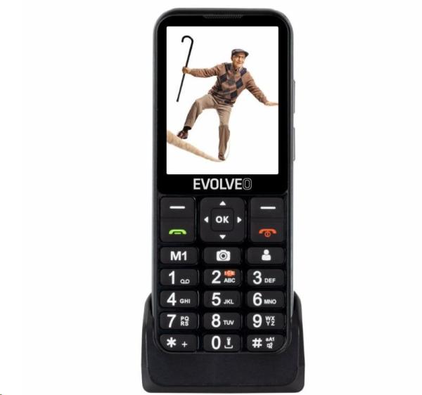 EVOLVEO EasyPhone LT,  mobilní telefon pro seniory s nabíjecím stojánkem,  černá