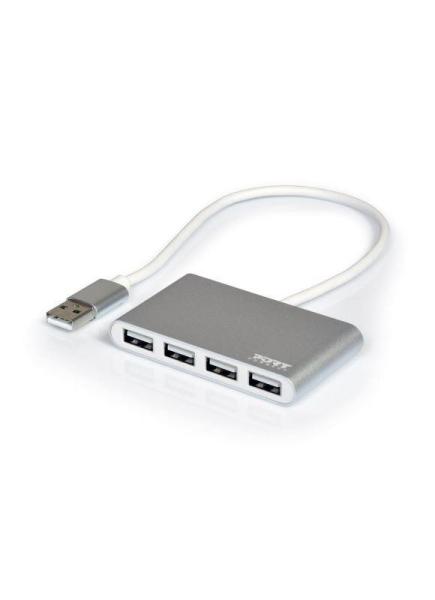 PORT USB HUB,  4x USB 2.0,  šedý