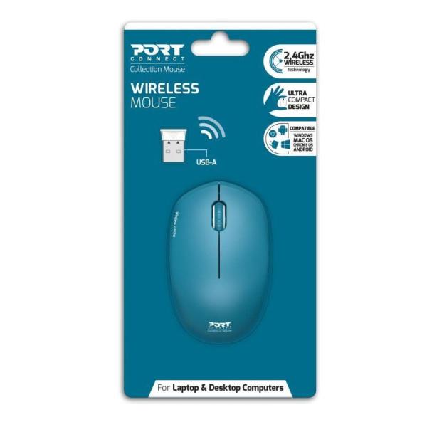 PORT bezdrátová myš Wireless COLLECTION, USB-A dongle, 2.4Ghz, 1600DPI, modrá6