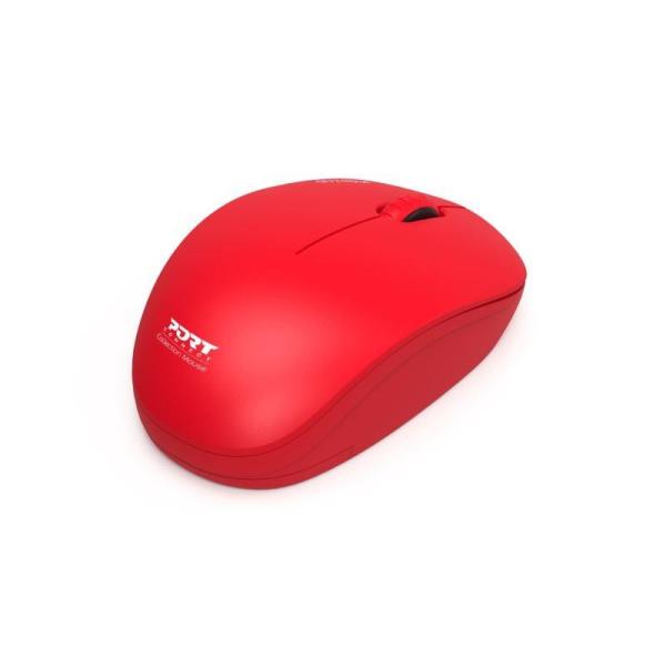 PORT bezdrátová myš Wireless COLLECTION,  USB-A dongle,  2.4Ghz,  1600DPI,  červená2