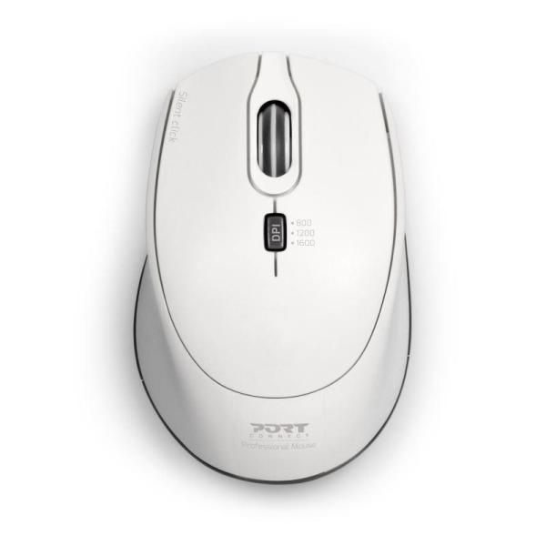 PORT bezdrátová myš SILENT,  USB-A/ USB-C dongle,  2, 4Ghz,  1600DPI,  bílá2