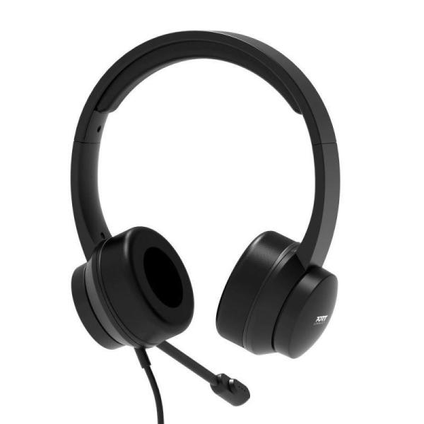 PORT stereo headset s mikrofonem,  USB-A/ USB-C,  černá6