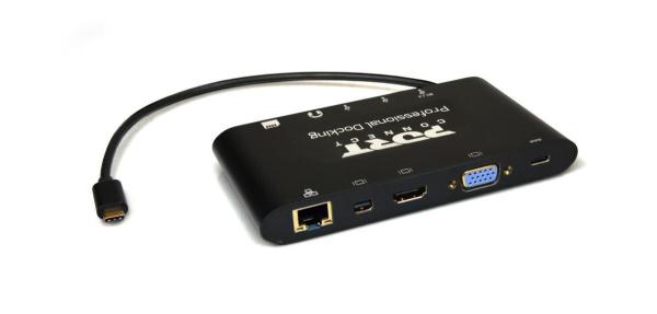 PORT dokovací stanice 8v1 , LAN,  HDMI,  mini Display Port,  VGA,  USB-C 60W,  3x USB-A, 5