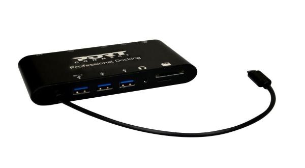 PORT dokovací stanice 8v1 , LAN,  HDMI,  mini Display Port,  VGA,  USB-C 60W,  3x USB-A, 6