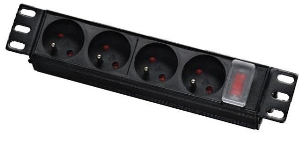 10" rozvodný panel LEXI-Net 4x230V,  vypínač,  indikátor napětí,  kabel 1, 8m,  1U