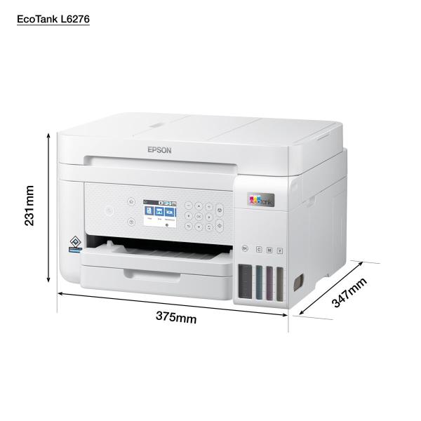Atramentová tlačiareň EPSON EcoTank L6276,  3v1,  A4,  1200x4800dpi,  33 str./ min,  USB,  Wi-Fi,  LAN,  biela,  3 roky záruka po1