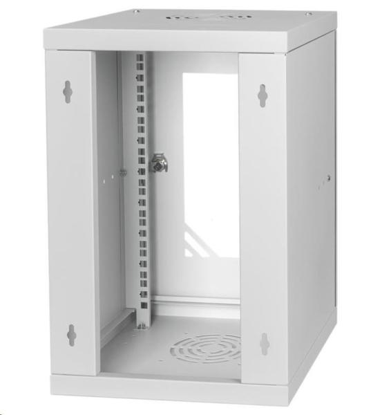 LEXI 10" nástenná skriňa Basic 9U,  šírka 292 mm,  hĺbka 300 mm,  sklenené dvere,  bez zadnej steny,  sivá3