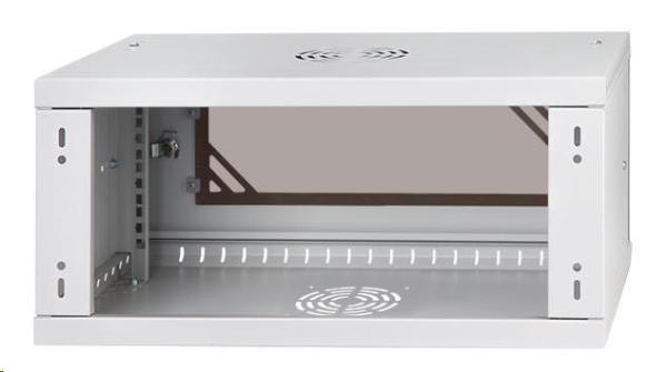 LEXI-Net 19" nástěnný rozvaděč Basic 4U 520x450,  skleněné dveře,  bez zad,  rozložený,  šedý1