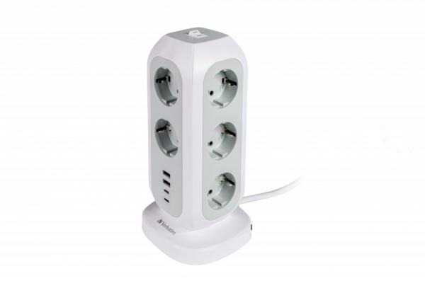 VERBATIM EU Power Tower EUPT-01 Nabíjecí stanice ,11x 230V, 2x USB-C, 2x USB-A