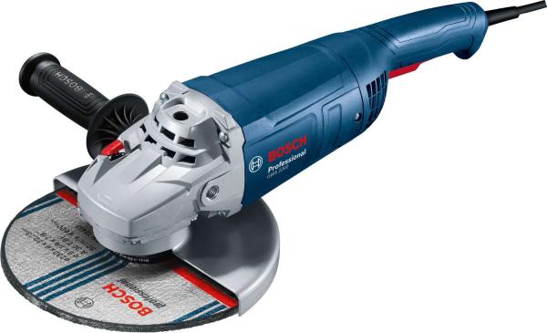 BOSCH GWS 2200, úhlová bruska, 2.200 W, 6.500 – 6.500 ot/min, 230 mm, aretovatelný spínač1