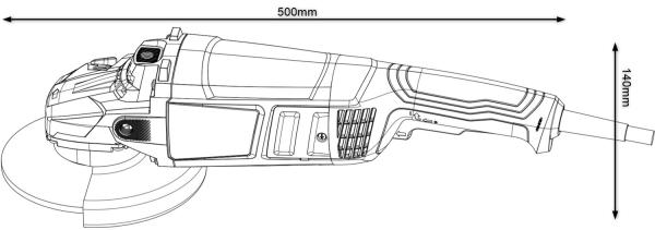 BOSCH GWS 2200,  úhlová bruska,  2.200 W,  6.500 – 6.500 ot/ min,  230 mm,  aretovatelný spínač2