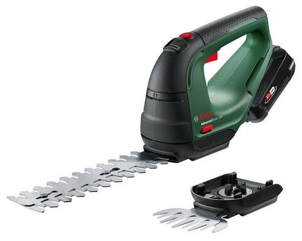 BOSCH AdvancedShear 18V-10,  souprava akumulátorových nůžek na keře a na trávu,  18 V,  délka 20 cm,  akumulátor