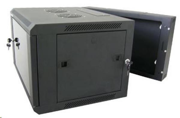 XtendLan 19" dvoudílný nástěnný rozvaděč 6U 600x550,  nosnost 60 kg,  skleněné dveře,  svařovaný, černý