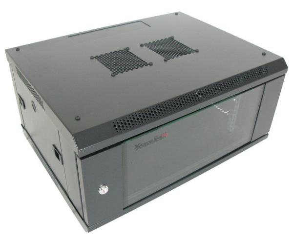 XtendLan 19" nástěnný rozvaděč 4U 600x450,  nosnost 60 kg,  skleněné dveře,  svařovaný,  černý