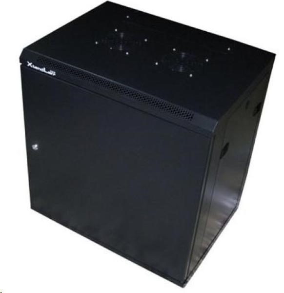 XtendLan 19" nástěnný rozvaděč 6U 600x450,  nosnost 60kg,  plné dveře,  svařovaný, proti vykradení, černý