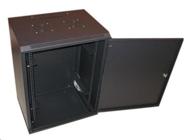 XtendLan 19" nástěnný rozvaděč 6U 600x450,  nosnost 60kg,  plné dveře,  svařovaný, proti vykradení, černý1