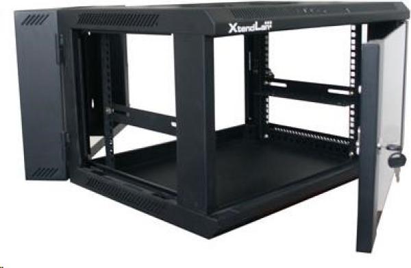 XtendLan 19" dvoudílný nástěnný rozvaděč 9U 600x550,  nosnost 60 kg,  plné dveře,  svařovaný, černý1