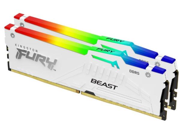 KINGSTON DIMM DDR5 64GB (Kit of 2) 5600MT/ s CL40 FURY Beast Bílá RGB XMP