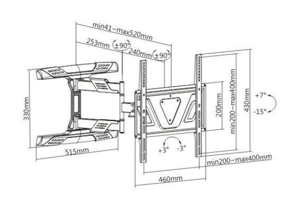 Výsuvný otočný sklopný držák Tv Fiber Mounts Super-15