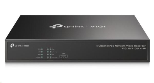 TP-Link VIGI NVR1004H-4P,  videorekordér,  4 channels,  4xPoE,  1xSATA,  1x100Mb/ s LAN,  2xUSB2.0,  1xHDMI, 1xVGA