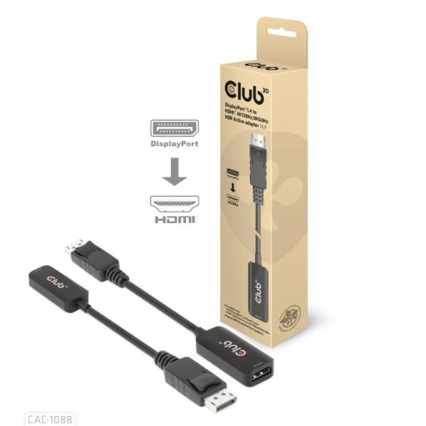 Club3D Active DisplayPort adaptér 1.4 na HDMI 4K120HZ HDR (M/ F),  čierna