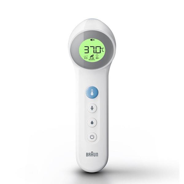 Braun BNT400WE bezkontaktní teploměr,  Age Precision,  tichý režim,  podsvícený displej,  bílý