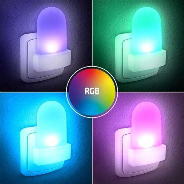 Solight noční LED RGB světélko se světelným sensorem, volitelná barva světla, 230V3