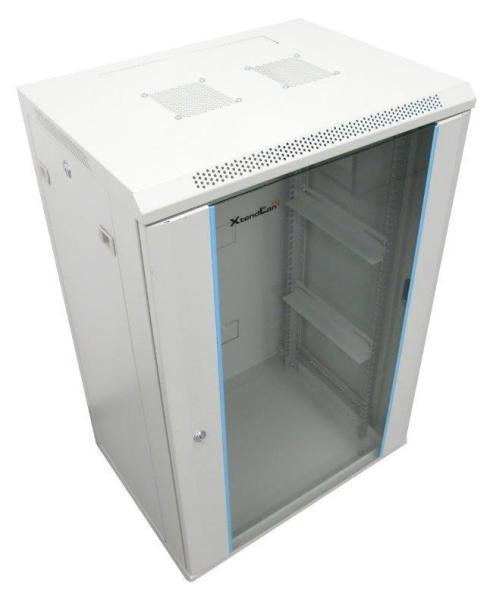 XtendLan 19" nástěnný rozvaděč 15U 600x450,  nosnost 60 kg,  skleněné dveře,  svařovaný,  šedý
