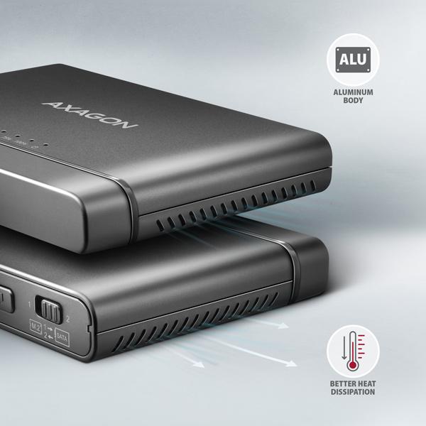 AXAGON ADSA-CC USB-C 10Gbps - NVMe M.2 SSD & SATA 2.5"/ 3.5" SSD/ HDD CLONE MASTER 2 adaptér5