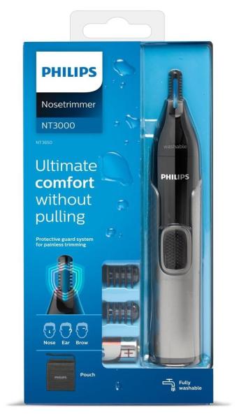 Philips NT3650/ 16 zastřihovač,  na chloupky v nose,  chloupky v uších,  obočí,  voděodolný,  2 nástavce,  na baterie1