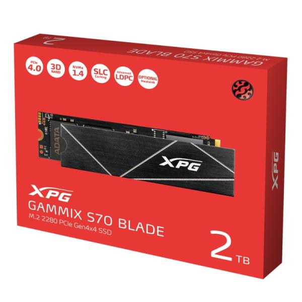 ADATA SSD 2TB XPG GAMMIX S70 Blade,  PCIe Gen4x4 M.2 2280,  (R:7400/  W:6800MB/ s)0