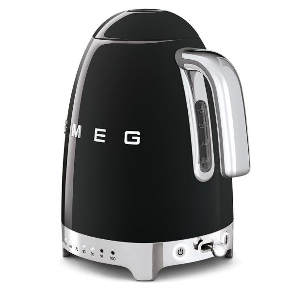 Smeg KLF04BLEU rychlovarná konvice,  1, 7 l (7 šálků),  2400 W,  styl 50. let,  řízení teploty,  7 programů,  černá2