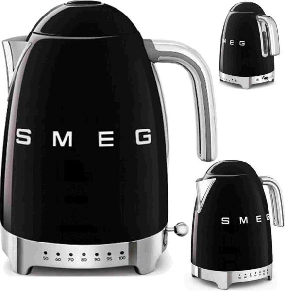 Smeg KLF04BLEU rychlovarná konvice,  1, 7 l (7 šálků),  2400 W,  styl 50. let,  řízení teploty,  7 programů,  černá3