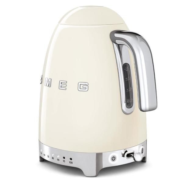 Smeg KLF04CREU rychlovarná konvice,  1, 7 l (7 šálků),  2400 W,  styl 50. let,  řízení teploty,  7 programů,  krémová2