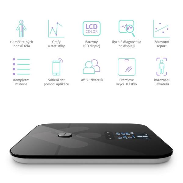 TrueLife FitScale W7 BT - Bioelektrická impedanční bluetooth váha - černá4