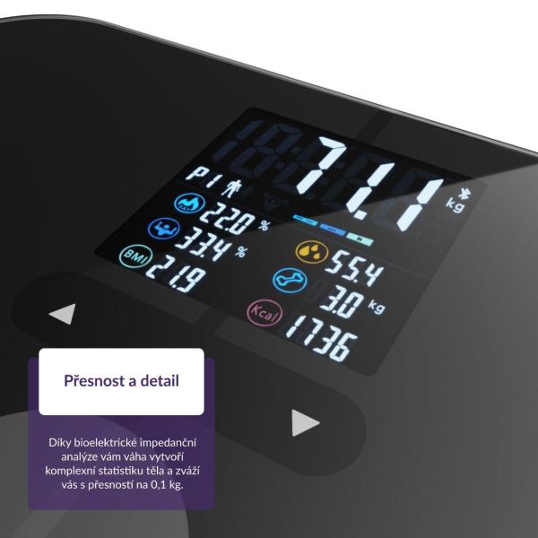 TrueLife FitScale W7 BT - Bioelektrická impedanční bluetooth váha - černá6