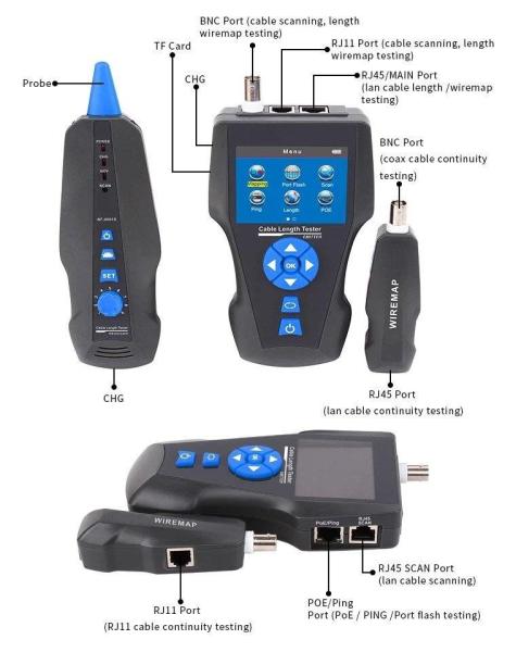 LAN Cable Tester TLCD8601S s LCD,  koax,  Cat3/ Cat5E/ Cat6/ Cat7,  UTP/ STP,  USB,  PoE,  ping,  sonda,  protismyčka3