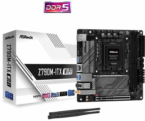 ASRock MB Sc LGA1700 Z790M-ITX WIFI,  Intel Z790,  2xDDR5,  1xDP,  1xHDMI,  WI-FI,  mini-ITX