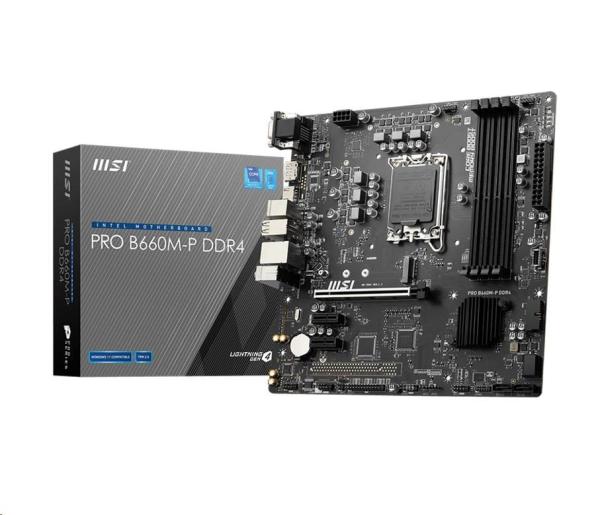 MSI MB Sc LGA1700 PRO B660M-P DDR4,  Intel B660,  4xDDR4,  1xDP,  1xHDMI,  1xVGA,  mATX
