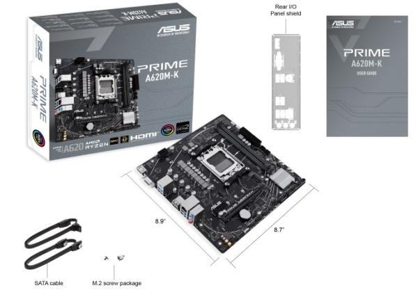 ASUS MB Sc AM5 PRIME A620M-K,  AMD A620,  2xDDR5,  1xHDMI,  1xVGA,  mATX4