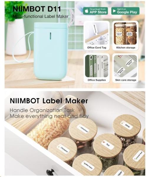 Niimbot Tiskárna štítků D11 Smart,  modrá/ zelená + role štítků3