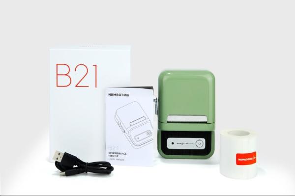 Niimbot Tiskárna štítků B21S Smart, zelená + role štítků 210ks1