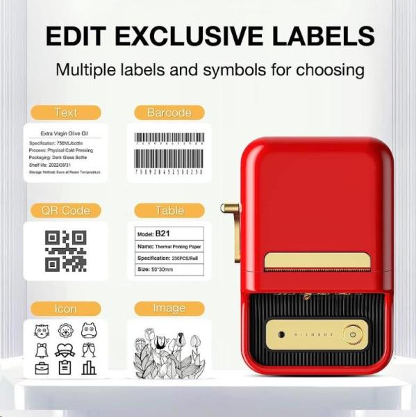 Niimbot Tiskárna štítků B21S Smart,  červená + role štítků 210ks1