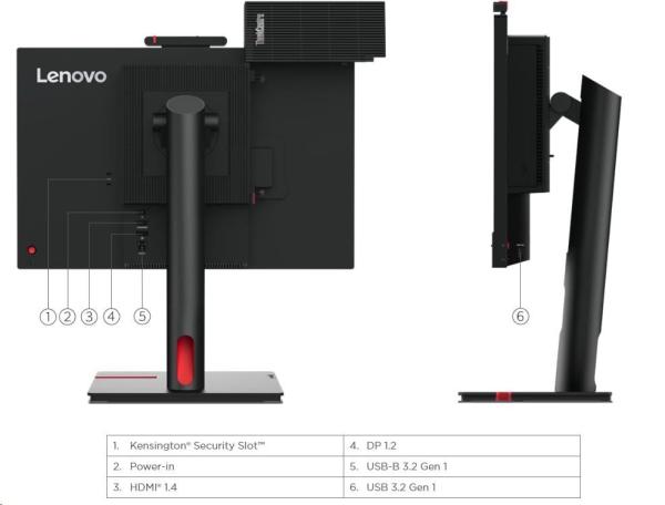 LENOVO LCD TIO 24 Gen5 - 23.8", IPS, matný, 16:9, 1920x1080, 178/ 178, 4/ 6ms, 250cd/ m2, 1000:1, DP, USB, VESA, Pivot, repro, IRcam3