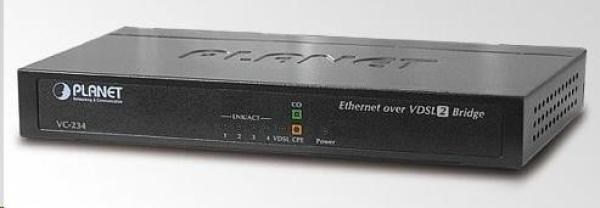 Planet VC-234,  Eth. VDSL2 konvertor,  100Mbit,  master/ slave,  2x RJ-11,  splitter,  4x RJ-45