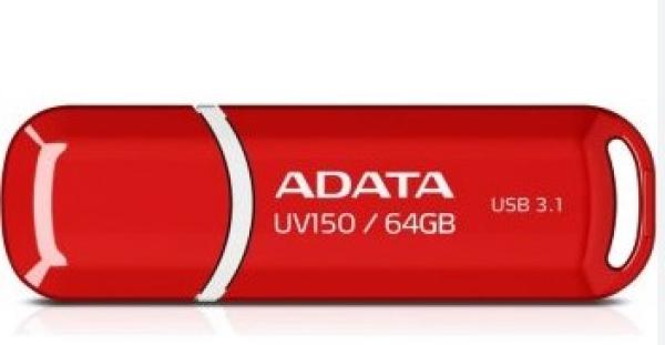 ADATA Flash Disk 64GB UV150, USB 3.1 disk Dash Drive (R:90/ W:20 MB/ s) červený