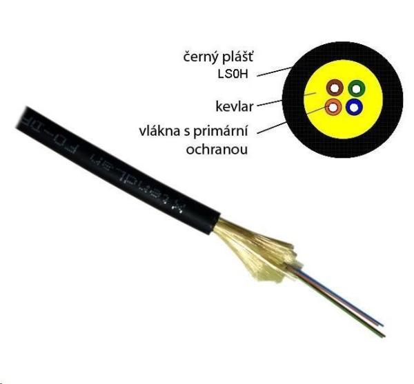 Optický kabel XtendLan DROP FTTx, 4x 9/125 SM, G.657A, LS0H, černý, cívka 500m