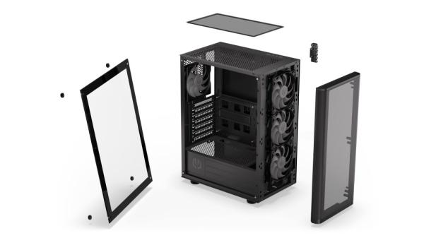 ENDORFY Case Ventum 200 ARGB,  Průhledná bočnice,  ATX,  4x120mm ARGB Fan,  černá10